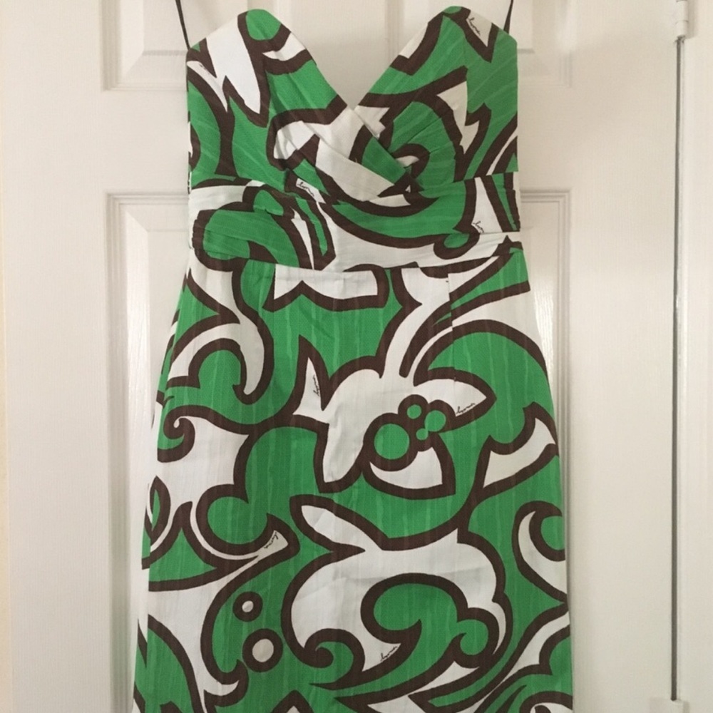 Milly Capri Print Crossover Strapless Mini Dress